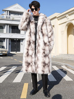 Manteau en fausse fourrure de renard, longueur genou, épais, thermique, fourrure, vêtement d'extérieur, coupe-vent, résistant au froid, mode hiver pour homme