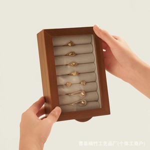 Boîte à bijoux en bois avec compartiments pour bagues, pour rangement et présentation, design uni, taille personnalisable - Product Image 3