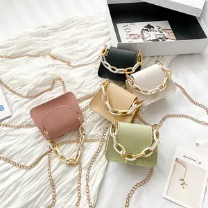 Fashion Female Designer Chain Shoulder Bag China Wholesale PU Womens Bags 2022 Solid Color Purses and Handbags