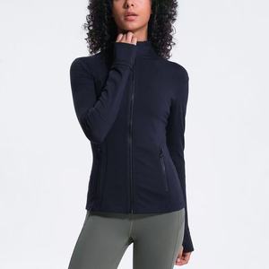 Veste de sport respirante pour femme, coupe ajustée, avec logo personnalisé, en Spandex/Nylon, manches longues, fermeture éclair élastique sur le devant, grandes tailles, pour la course à pied - Product Image 4