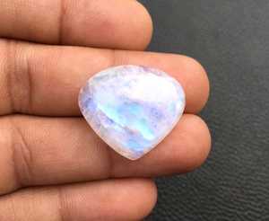 Natural Rainbow <b>Moonstone</b> Cabochon Top Grade Blue Fire Gemstone Smooth Heart Shape White Beads for Jewelry Making - Product Image 3
