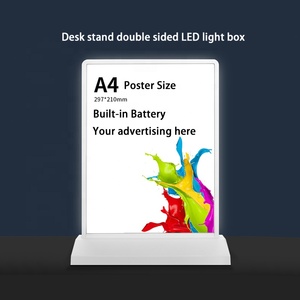 Exhibidor de Carteles LED Ultra Delgado de Doble Cara, Recargable, A4, para Interiores, de Escritorio, para Menús - Product Image 4
