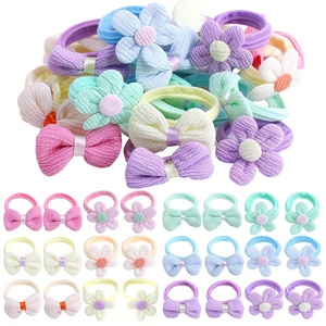Kit di Elastici per Capelli per <span class=keywords><strong>Regali</strong></span> di Compleanno per Ragazze, Confezione da 48 Pezzi, Fasce per Capelli con Fiori e Fiocchi - Product Image 1