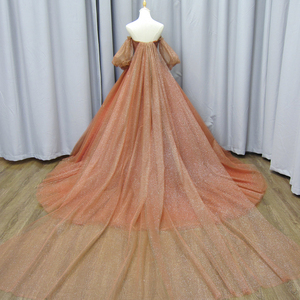 Robe de soirée élégante à épaules dénudées, col cœur, manches en tulle détachables, coupe trapèze, Mz0032 - Product Image 2