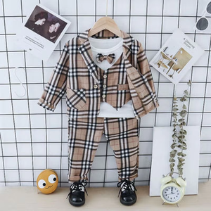 बच्चों ने सूट शरद ऋतु लंबी आस्तीन टी-शर्ट + कोट + पैंट 3 टुकड़े सूट फैशन टॉडलर लड़कों सेट - Product Image 6