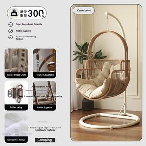 Sedia a dondolo sospesa per interni ed esterni, per casa, balcone, cortile, terrazza, sedia a cesto, sedia a culla, amaca a dondolo - Product Image 6