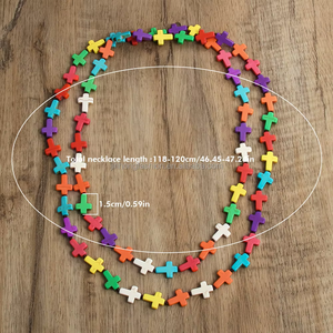 Cadılar bayramı renkli kafatası kolye moda Bohemian 118-120cm renkli turkuaz kafatası çapraz düğümlü 2 Wrap uzun kolye - Product Image 3