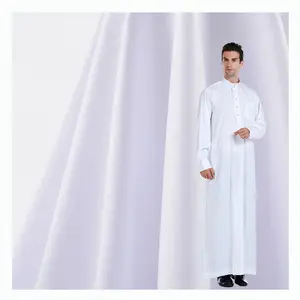 100% Spun Polyester Fabric Arab Robes Fabric Men Thobe Thawb Fabric For Muslim White Toyobo