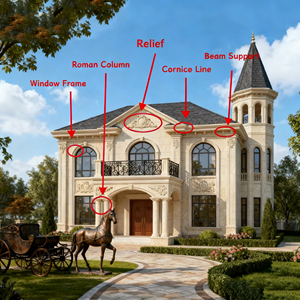 Corniche en mousse de polystyrène EPS de luxe moderne, cadre de porte et de fenêtre en ciment, moulures décoratives extérieures personnalisées pour villa - Product Image 4