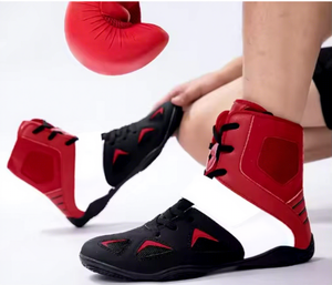 PROFIT SPORTS Chaussures de lutte blanches à tige haute avec accents noirs, en PU durable, pour toutes les saisons - Product Image 4