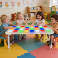 Mesa Sensorial LED en Oferta, 32 Luces, 4 en 1, Mesa de Actividades Plegable para Dibujar, Estudiar, Comer y Jugar, para Niños de 0 a 6 Años