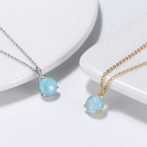 RINNTIN <span class=keywords><strong>GM31</strong></span> ensemble de colliers en aigue-marine 100% authentique, collier en argent Sterling 925, ensemble de bijoux en pierres précieuses pour femmes et filles - Product Image 6