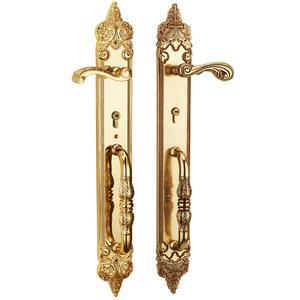<span class=keywords><strong>Poignée</strong></span> <span class=keywords><strong>de</strong></span> <span class=keywords><strong>porte</strong></span> extérieure <span class=keywords><strong>de</strong></span> luxe en laiton doré 24 carats, style européen, pour portes en bois, grande taille - Product Image 2