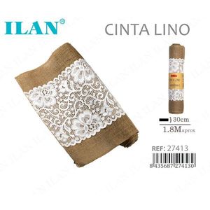 Nastro di pizzo bianco Ilan Cinta Lino 30 cm x 1,8 m per artigianato e decorazioni - Product Image 3