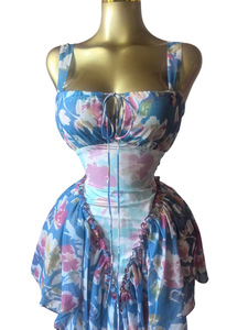Vestidos Elegantes de Otoño para Mujer, sin Tirantes, Estampados, sin Mangas, con Cintura Ajustada y Plisada - Product Image 3