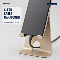Support de téléphone de bureau universel en alliage d'aluminium monobloc, support antidérapant pour téléphone portable et tablette, OEM ODM, logo personnalisé