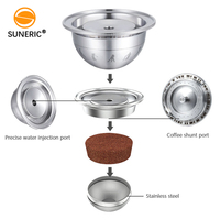 Capsules de café en métal Vertu Delonghi, ensembles de dosettes, capsules de café réutilisables en acier inoxydable avec cuillère et brosse