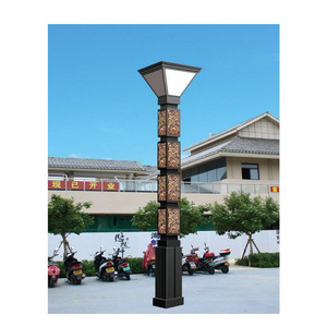 LED Outdoor Garden <b>Light</b> <b>Post</b> Aluminum Alloy Pole Acrylic Shade 2700K Soft Warm White IP66 Weatherproof <b>Solar</b> Powered Motion - Product Image 2