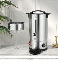 Urne à café électrique professionnelle en acier inoxydable, chauffe-eau et réchaud à thé de qualité alimentaire pour événements et bureaux, 8-45L