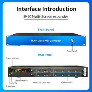 Répartiteur multi-écrans FPGA 8K60 4X2 5X1 6X1 2X3 2X4, mode de fusion 1920X1080 2560X1440, résolution 8 ports <span class=keywords><strong>HDMI</strong></span>, contrôleur FCC CE - Product Image 2
