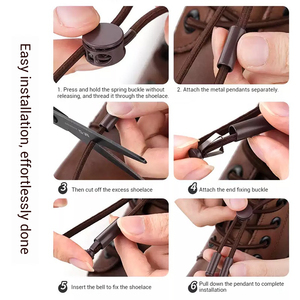 Olian No-tie Lazy Shoe <strong>Laces</strong> Black <strong>Brown</strong> Elastic Round Rope Shoelaces for Men Women High-top Hiking <strong>Boots</strong> - Product Image 5