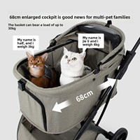 Poussette de voyage pour animaux de compagnie, pliable en un clic, grande capacité, respirante, légère, en aluminium, amortissante, 4 roues, pour chiens et chats de petite et moyenne taille
