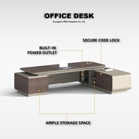 Bureau de direction moderne en bois massif avec chargeur intégré, grande surface de travail et tiroirs pour bureaux commerciaux et résidentiels