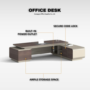 Escritorio Ejecutivo Moderno de Madera Maciza con Carga Integrada, Amplia Superficie de Trabajo y Cajones para Oficinas Comerciales y Domésticas - Product Image 3