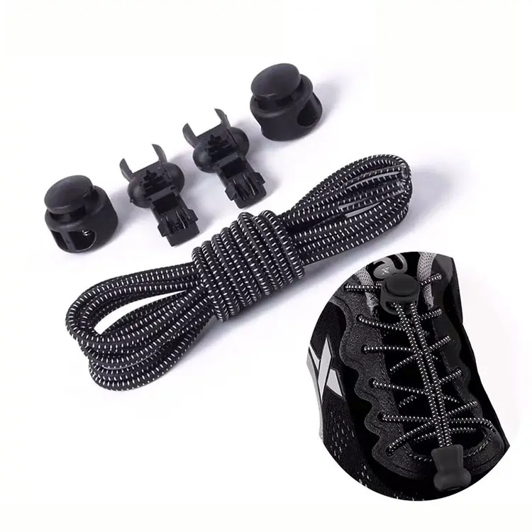Factory wholesale no tie elastic shoelace / Lazy elastic shoe lace with lock