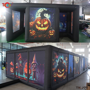 11x4M Đen đáng sợ <span class=keywords><strong>Inflatable</strong></span> Mê Cung Arena máu bí ngô Halloween ngôi nhà ma ám với mái trò chơi thể thao để bán - Product Image 5