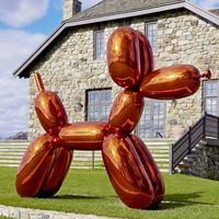 Abstrait or couleur résine ballon chien Sculptures extérieures moderne en fibre de verre Statue pour jardin Art 3D Anime modèle pour cadeaux