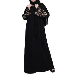 Dubai <span class=keywords><strong>donna</strong></span> elegante Cardigan con fiori ricamati ampia veste ABAYA tradizionale <span class=keywords><strong>abbigliamento</strong></span> musulmano dal Medio Oriente - Product Image 1