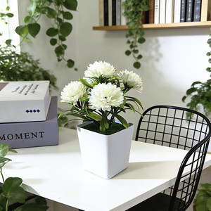 Cinq œillets artificiels en pot, plantes en pot carrées de 14 cm, décoration intérieure, ornement de bureau, fausse fleur, décoration de bonsaï - Product Image 4