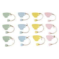 Marque-page en cuir PU en forme de tasse à thé mignonne, couleur macaron Kawaii, pendentif marque-page, marqueur de page de lecture, cadeau pour les amateurs de livres et les étudiants