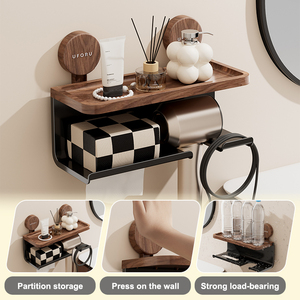 UFORU Organizador De Pared Stockage peu encombrant Boîte à mouchoirs en papier Support Salle de bain <span class=keywords><strong>Rangement</strong></span> mural multifonction - Product Image 3