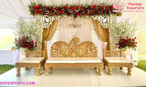 Sofá tallado de pavo real para escenario de boda, conjunto de sofá de diseño, de la mejor calidad, para novia, novio, pavo real - Product Image 4