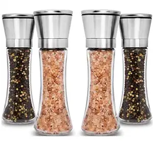 Transparente Gewürz behälter in Lebensmittel qualität mit Deckel Gewürz pulver Kräuter flasche Salz-und Pfeffermühlen-Set