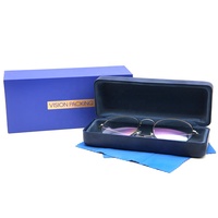 Étui résistant à l'eau pour lunettes de soleil, 2021, accessoire de luxe, couleur bleue, boîte cadeau, tissu de nettoyage, avec sac