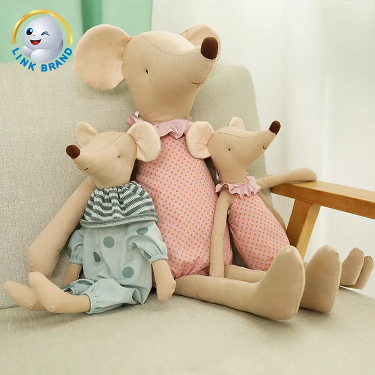 Ins Cute Baby Bedtime Toys Pink Animals Stuffed Mouse Toy Mice Baby Plush For Kids