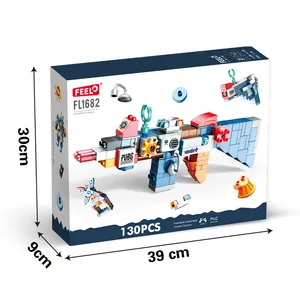 FEELO 2023 핫 판매 130 조각 허용 맞춤 포병 총 빌딩 블록 접합 장난감 전투 세트 어린이 장난감