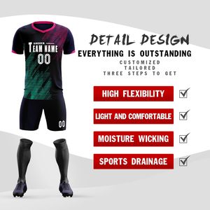 Ensemble de maillots de football personnalisés avec short, nom et numéro d'équipe personnalisés, col en V sublimé, évacuation de l'humidité, unisexe, adulte et enfant - Product Image 2