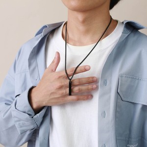 Collar con colgante largo de carburo de tungsteno para hombre Simple Tide, diseño pulido de una palabra con estilo clásico y cadena de cuerda para fiestas - Product Image 5