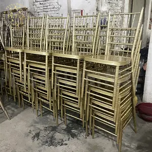Chaises de salle à manger en métal chiavari, vente en gros, structure en métal doré, empilables, en aluminium, chaise de banquet d'hôtel, pour événement utilisé
