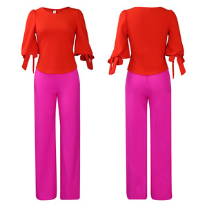 Conjuntos de Pantalones Largos Elegantes con Mangas Farol de Color Sólido para Salir a la Moda - Product Image 5