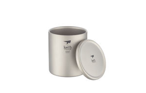 Taza de Agua de Titanio Puro Premium de 450 ml, Diseño Moderno y Minimalista, Ecológica, Portátil, Ultraligera, de Doble Pared, con Tapa, Taza Keith - Product Image 2