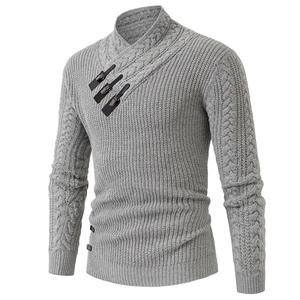Wholesale <strong>Men's</strong> Fashion <strong>Cable</strong> <strong>Knit</strong> Sweater Heavy <strong>Chunky</strong> Thick <strong>Jumpers</strong> with Anti-Wrinkle Warm Turtleneck Pullover for Autumn - Product Image 1