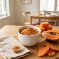 100% Zuivere Papajapoeder Sterke Natuurlijke Smaak Voedingsmiddelkwaliteit voor Dranken, Bakkerij, Desserts