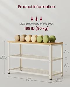 VASAGLE Shoe Rack <strong>Bench</strong> with 2 Tiers Shelves Entrance Shoe Rack for Bedroom Entryway Hallway Multi Layer Shoe Rack - Product Image 4