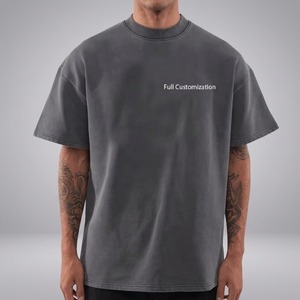 T-shirts unisexes surdimensionnés en coton tricoté 100 % personnalisés, sérigraphiés, 350 g/m², coupe courte, effet vieilli, délavés à l'acide, effet soleil éclairé - Product Image 1
