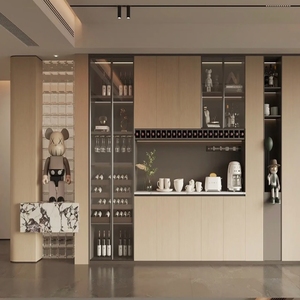 Mueble Bar Multifuncional para Sala <span class=keywords><strong>de</strong></span> Estar con Almacenamiento para Vajilla y Electrodomésticos <span class=keywords><strong>Pequeños</strong></span>, Ideal para Uso en el Hogar - Product Image 6